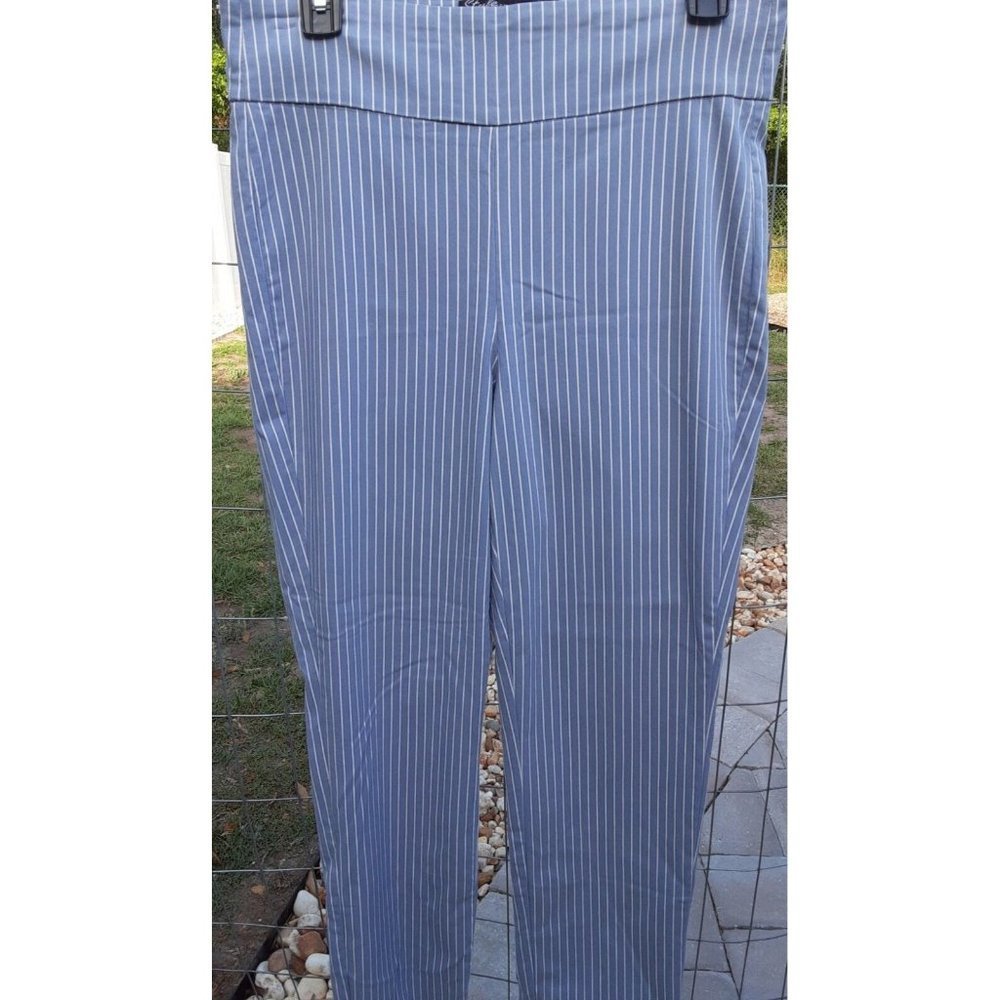 Style By Harve Benard Comfort Stretch PullOn Blue White Chambray Lounge Pants L